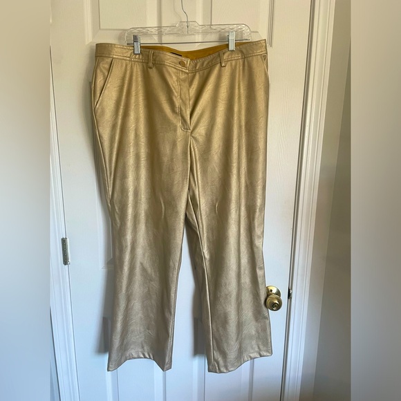 Halogen Pants - Halogen gold metallic faux leather trousers